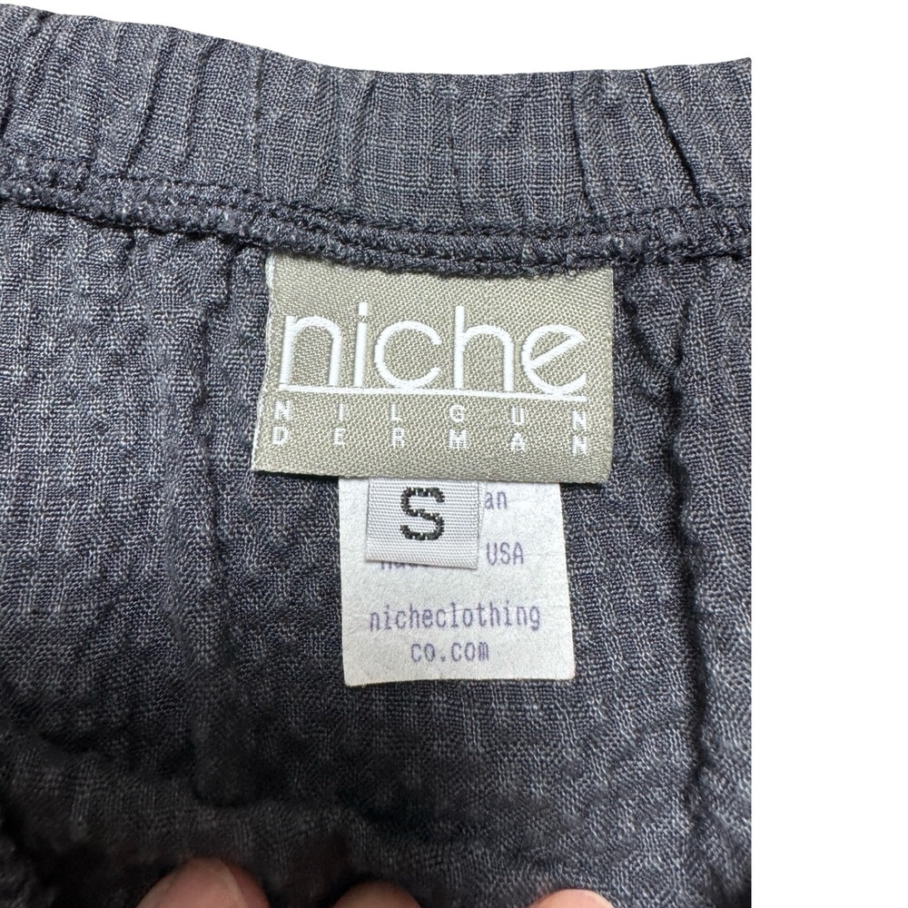 Niche Nilgun Derman Skirt Womens Small Gray Pixel Linen Blend Good Avant Garde - Picture 3 of 6